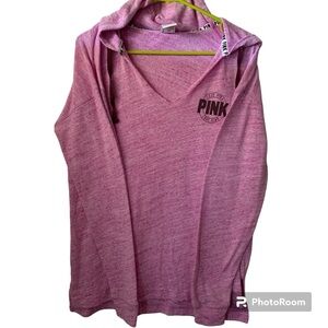 PINK Victoria Secret V Neck Oversized Hoodie Magenta Small